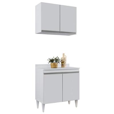 Armário Aéreo Califórnia E Balcão Hawai Com Tampo 80cm Branco - Lumil
