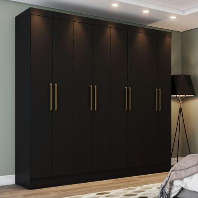 Guarda Roupa Casal 8 Portas 4 Gavetas Lara Casa 812 Preto Hp