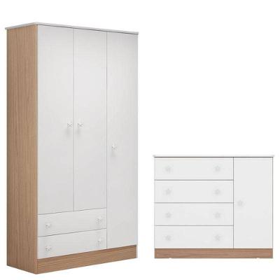 Guarda Roupa 2617 Cômoda Infantil 2561 Carvalho Branco