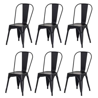 Kiti 6 Cadeiras Tolix Iron Preto Fosco Aço Industrial Bar