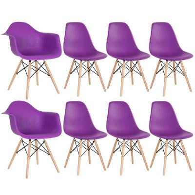 Kit 2 Cadeiras Braços + 6 Cadeiras Roxo