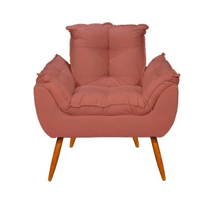Poltrona Decorativa Opala Reforçada Amamentação Tecido Suede Cor:rosa