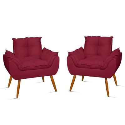 Kit 2 Poltronas Cadeiras Para Escritório Recepção – Jl Decor Cor:marsala
