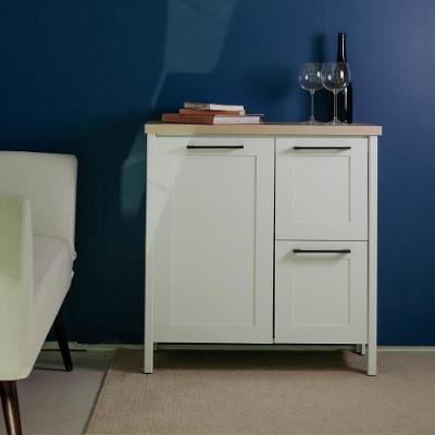 Aparador Buffet Ditália 1 Porta 2 Gavetas Bn-01 Cor:branco Branco