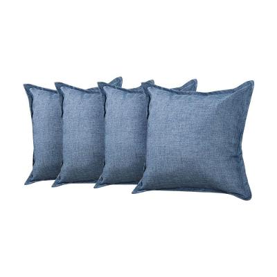 Kit 4 Almofadas Decorativas Bali Linho Azul Jeans - Azul
