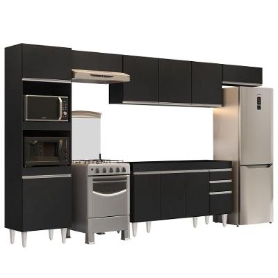 Armário De Cozinha Modulada 5 Peças Cp13 Balcão Sem Tampo Preto - Lumil