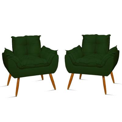 Kit 2 Poltronas Para Quarto Sala Recepção – Jl Decor Cor:verde