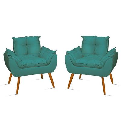 Kit 2 Poltronas Cadeiras Para Escritório Recepção – Jl Decor Cor:azul Turquesa