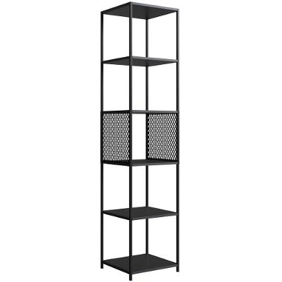 Estante 180 Cm Estilo Industrial Com Tela P1023 Preto Pp Preto