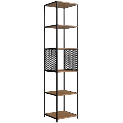 Estante 180 Cm Estilo Industrial Com Tela P1023 Preto Mell Pp Preto Mell