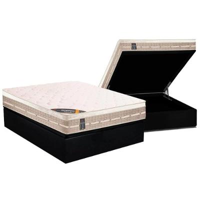 Cama Box Baú Casal: Colchão Molas Bonnel Castor Premium Tecnopedic + Base CRC Suede Black(138x188)