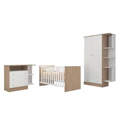 Quarto Infantil Roupeiro, Berço Cômoda Carvalho Branco