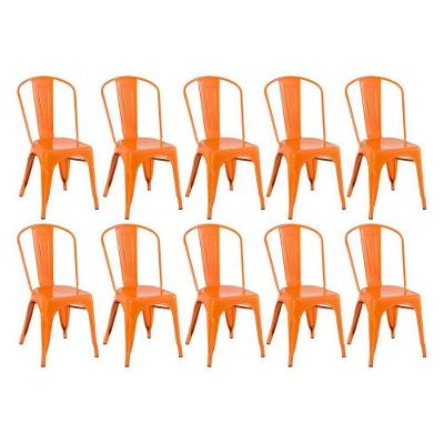 Kit 10 Cadeiras Iron Tolix Design Industrial Laranja