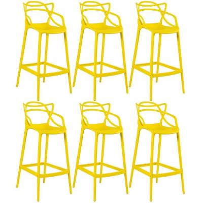 Kit 6 Banquetas Altas Masters Allegra 76 Cm Amarelo