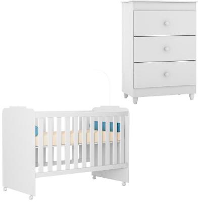 Berço Com Rodizios E Comoda Teramore Branco Plla Branco
