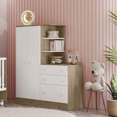 Guarda Roupa Com Comoda Doce Sonho 4070 Carvalho Rustico/Branco Carvalho Rustico/Branco