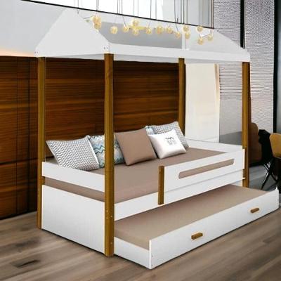 Cama Casa Solt. Lara Branco/mel C/ Led, Aux. E 02 Colchões
