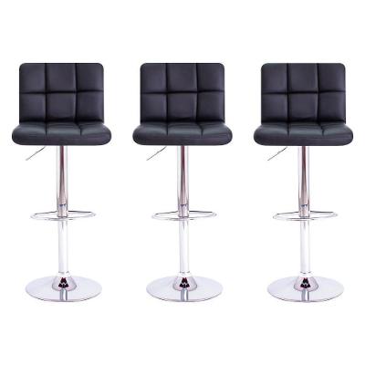 Kit 3 Banquetas Giratórias Gomos Preta Preto