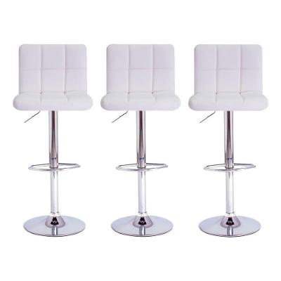 Kit 3 Banquetas Estofadas c/encosto p/Cozinha Gir.branca