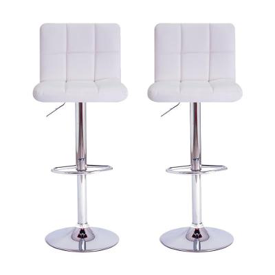 Kit 2 Banquetas Estofadas c/encosto p/Cozinha Gir.branca