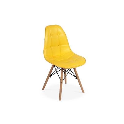 Conj 4 Cadeiras Dkr Charles Eames Wood Botonê Amarela