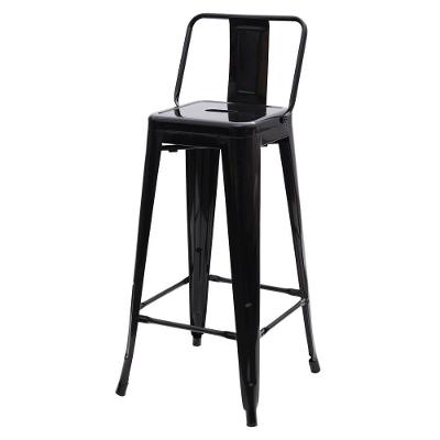 Banqueta Alta c/Encosto Tolix Iron Preto Preto