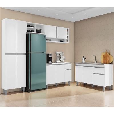Cozinha Compacta Vanessa E Balcão Gabinete Com Pia Tatiane 120cm Branco - Ajl Móveis