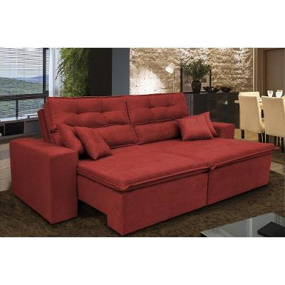 Sofá Cairo 1,82m Retrátil, Reclinável Tecido Suede Vermelho