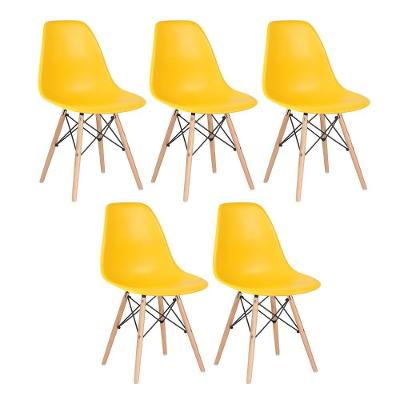 Kit 5 Cadeiras Charles Eames Eiffel Dsw Com Pés De Madeira Clara Amarelo