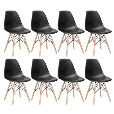 Kit 8 Cadeiras Charles Eames Eiffel Dsw Com Pés De Madeira Clara Preto