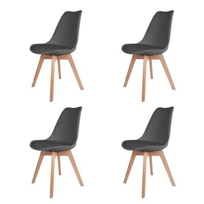 Kit 4 Cadeiras Estofadas c/Encosto p/Mesa De jantar cinza