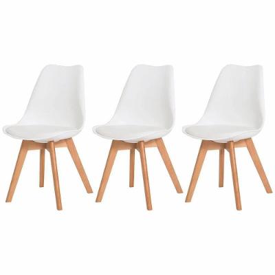 Kit 3 Cadeiras Estofadas c/Encosto p/Mesa De Jantar Branca