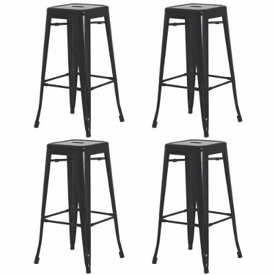 Kit 4 Banquetas Alta Para Bar Balcão Bancada Pub Bistrô Cozinha Americana Tolix Iron Industrial Preto