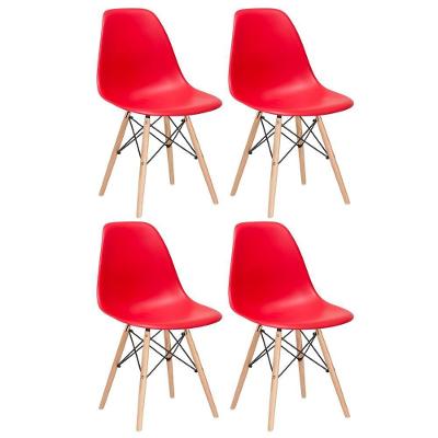 Kit 4 Cadeiras Charles Eames Eiffel Dsw Com Pés De Madeira Clara Vermelho