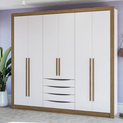 Guarda-roupa Casal 100% Mdf Kappesberg 6 Portas 4 Gavetas Branco/nogueira