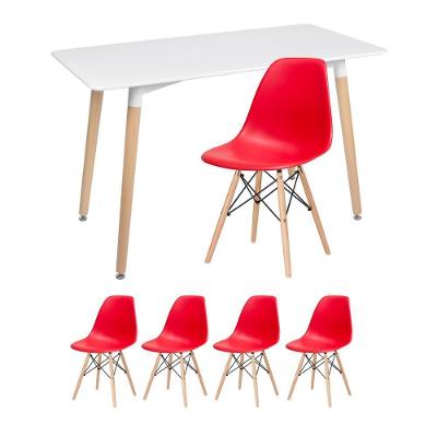 Mesa De Jantar Retangular + 4 Cadeiras Vermelho
