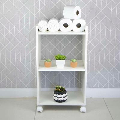 Nicho Organizador Móvel Multiuso Branco Para Banheiro Com Rodízio 40cm