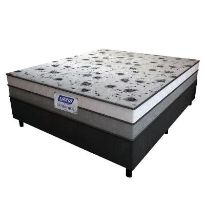 Cama Box Casal Colchão Espuma D33 Fort 138x188x59cm Gazin  Cinza / Branco