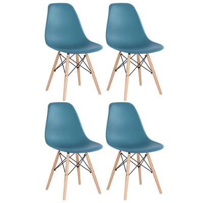 Kit 4 Cadeiras Charles Eames Eiffel Dsw Com Pés De Madeira Clara Turquesa
