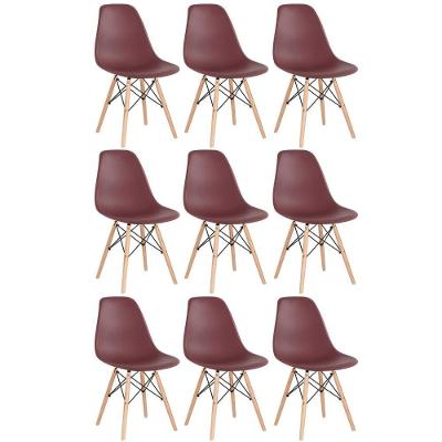 Kit 9 Cadeiras Charles Eames Eiffel Dsw Com Pés De Madeira Clara Marrom