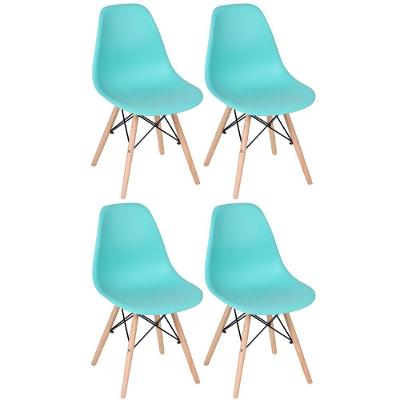 Kit 4 Cadeiras Charles Eames Eiffel Dsw Com Pés De Madeira Clara Verde Tiffany
