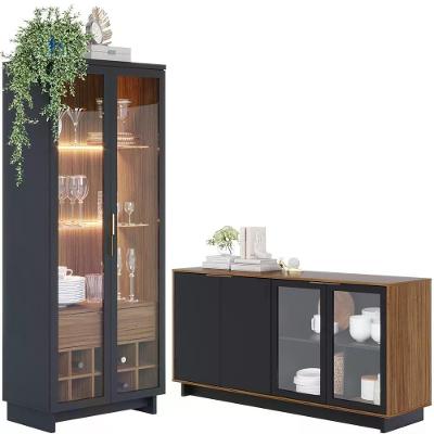 Buffet Vitoria E Cristaleira Preto Noce Milano Clb Preto Noc
