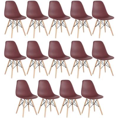 Kit 14 Cadeiras Charles Eames Eiffel Dsw Com Pés De Madeira Clara Marrom
