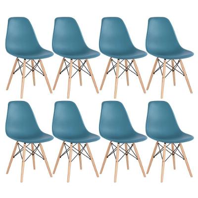 Kit 8 Cadeiras Charles Eames Eiffel Dsw Com Pés De Madeira Clara Turquesa