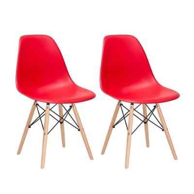 Kit 2 Cadeiras Charles Eames Eiffel Dsw Com Pés De Madeira Clara Vermelho