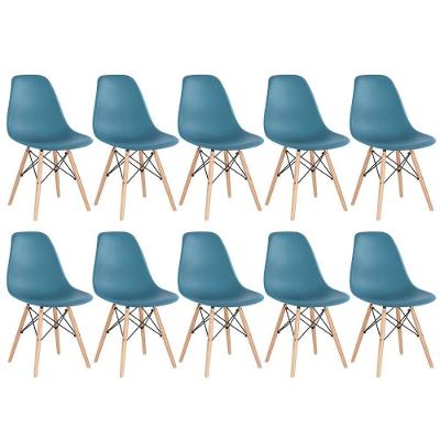 Kit 10 Cadeiras Charles Eames Eiffel Dsw Com Pés De Madeira Clara Turquesa
