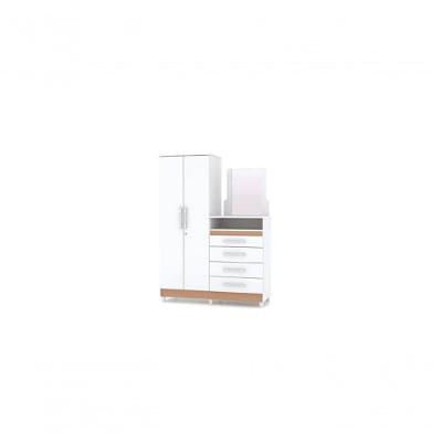 Guarda Roupa Com Comoda Infantil Line Branco/camarim - Vlr