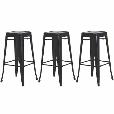 Kit 3 Banquetas Alta Para Bar Balcão Bancada Pub Bistrô Cozinha Americana Tolix Iron Industrial Preto