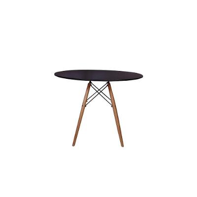 Kit Mesa Jantar Eiffel 80cm Preta + 03 Cadeiras Leda - Nude