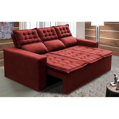 Sofá 3 Lugares Retrátil E Reclinável Cama Inbox Slim 2,00m Velusoft Vermelho